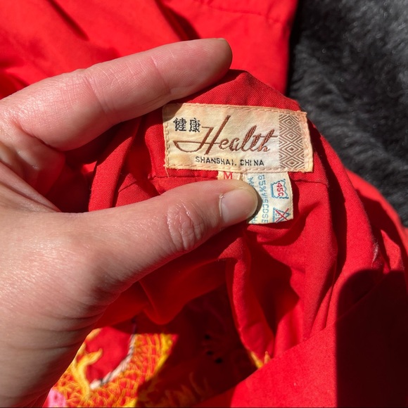 Vintage dragon embroidered kimono house coat Unisex design China red - Picture 6 of 11